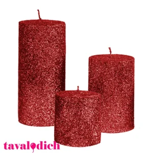 شمع استوانه ای اکلیلی قرمز در 3 سایز